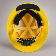 Yellow Bullard Wildfire wildland firefighting helmet with protective goggles and neck shroud