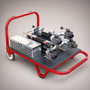Cascade Fire Hose Tester with four independently valved NH outlets, stainless steel manifold and equipment box
