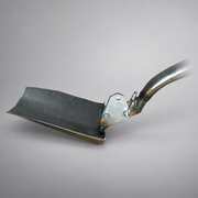 Close-up of Cascade Hoe-Shovel forged blade and adjustable snapper-pin mechanism