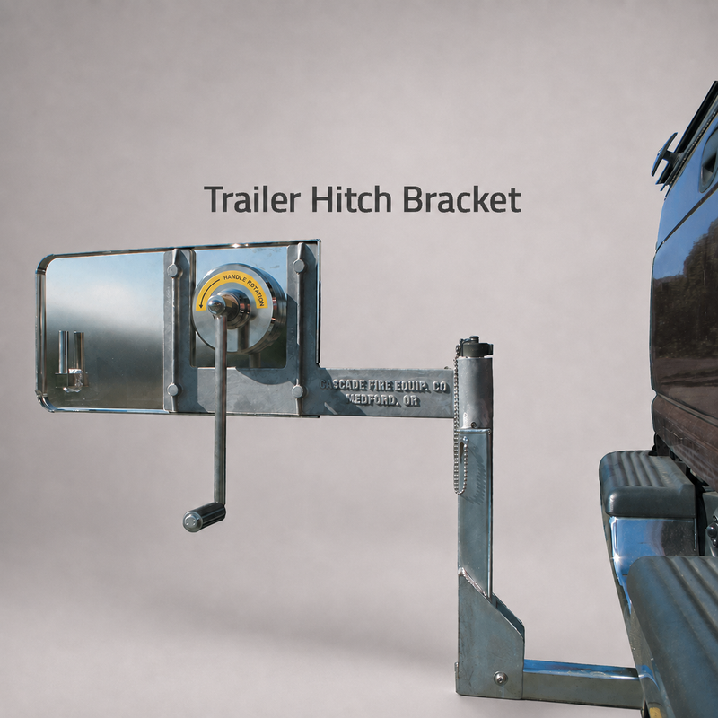 Close-up of the Cascade hose roller crank and handle rotation guide