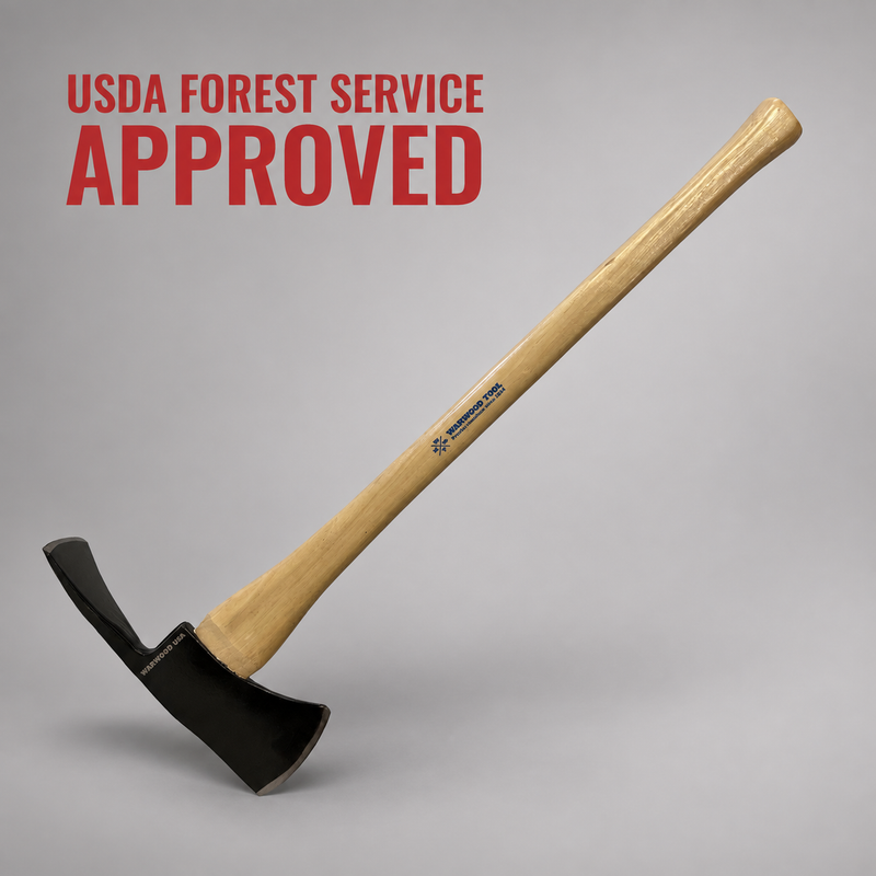 Council Tool NFES Pulaski wildland firefighting tool with black steel head and 36-inch hickory handle
