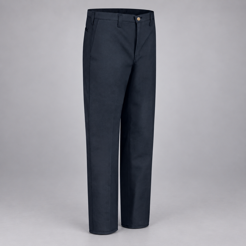 Workrite FP50 firefighter pant, Midnight Navy , left view, light gray studio background