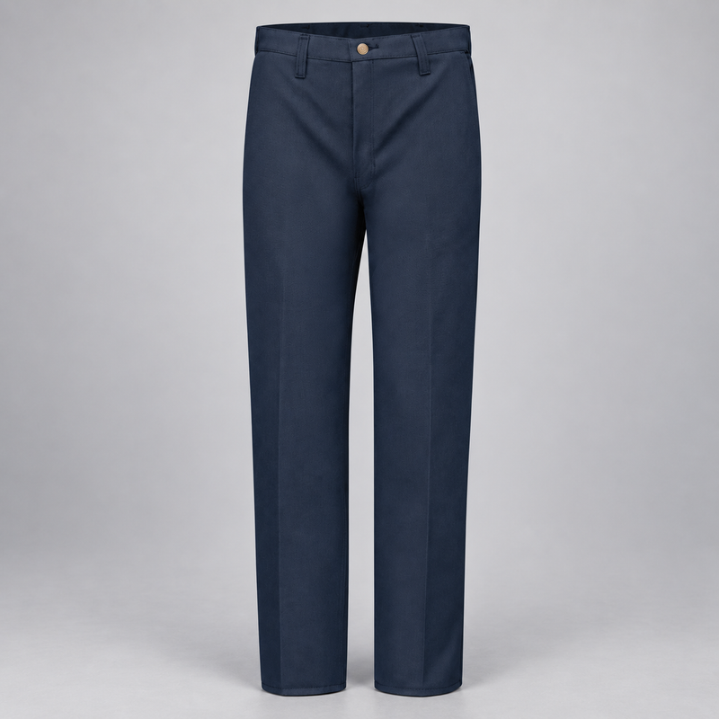 Workrite FP50 firefighter pant, Navy , front view, light gray studio background