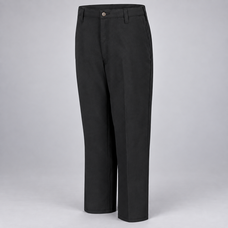 Workrite FP52 firefighter pant, Black , front view, light gray studio background