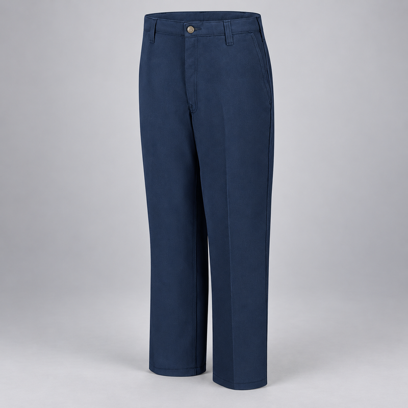 Workrite FP52 firefighter pant, Navy , front view, light gray studio background
