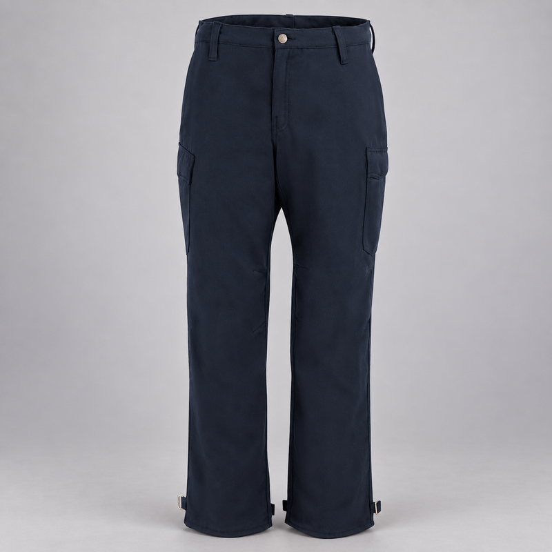 Workrite FP62 firefighter pant, Midnight Navy , front view, light gray studio background