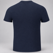 Workrite FT34 men's station wear base layer tee in Navy, back view on light gray studio background