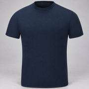 Workrite FT34 men's station wear base layer tee in Navy, front view on light gray studio background