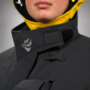 Close-up of the INNOTEX RDG50 coat sleeve cuff and black knit wristlet with thumb opening.
