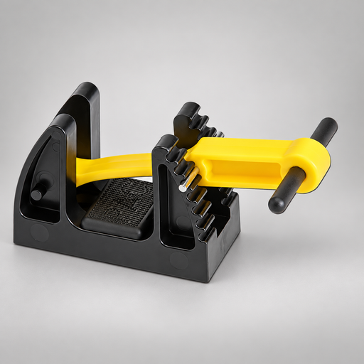 Black PAC Handlelok mount with a yellow quick-release Stretchlok strap and textured grip pad