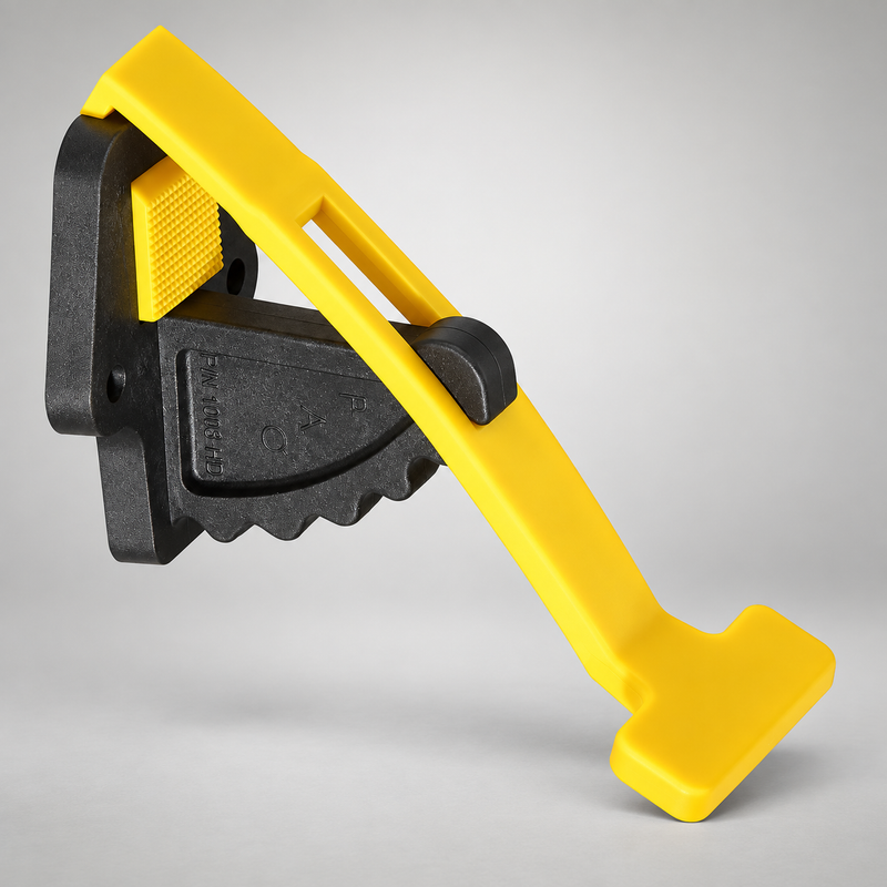 PAC Toolok HD mount securing the wooden handle of a black rubber sledgehammer