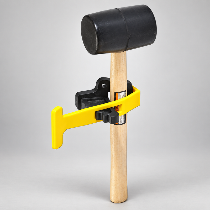 Side view of the black Toolok HD mount and open yellow GRIPLOK strap