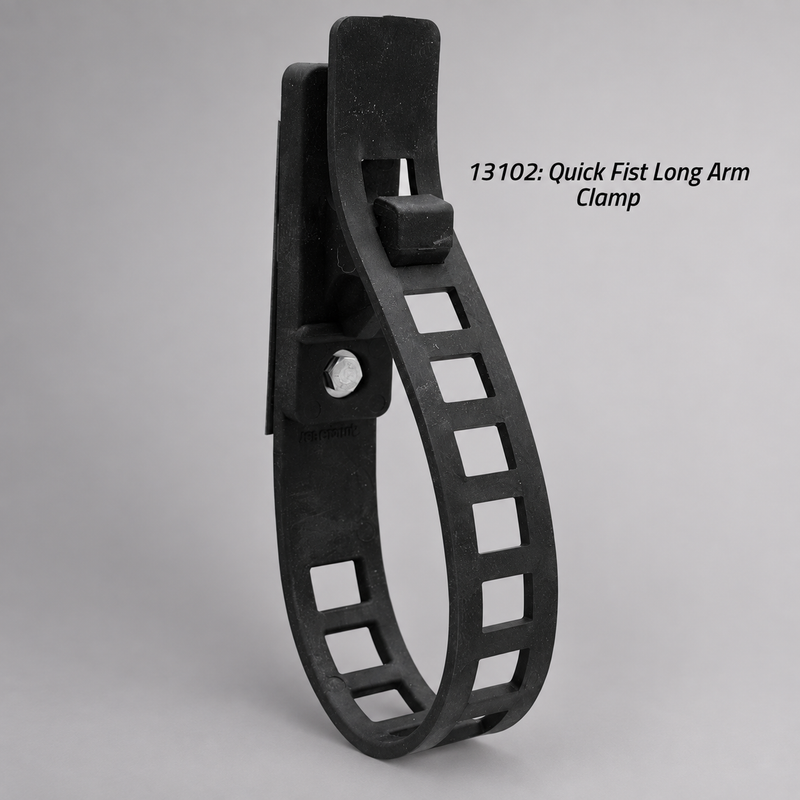 Long Arm QUICK FIST rubber clamp for coiled hose and multiple tools