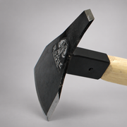 Angled view of Rogue 60A pick hoe showing hardened steel cutting blade and spike