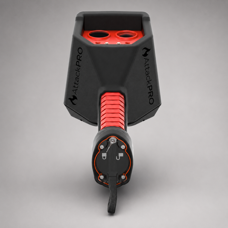 Bottom view of Seek AttackPRO 300 thermal imaging camera showing field-replaceable battery compartment