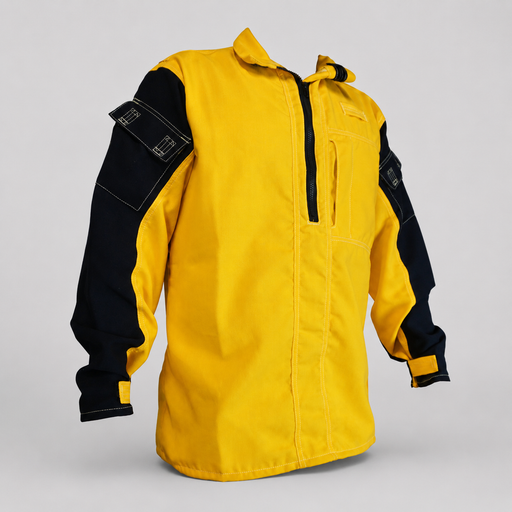 Front view of the Strike Team Elite yellow and navy wildland fire shirt