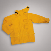 Front view of Strike Team Nomex wildland firefighting brush coat without reflective trim