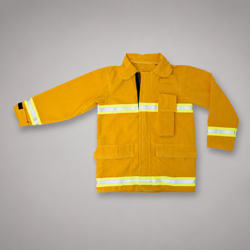 Strike Team Nomex wildland firefighting brush coat with reflective chest, sleeve and lower coat trim