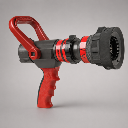 Akron Turbojet selectable-gallonage nozzle with red bail and pistol grip