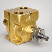 BE pump assembly reference view showing brass housing and shaft on soft gray background; replacement components sold individually