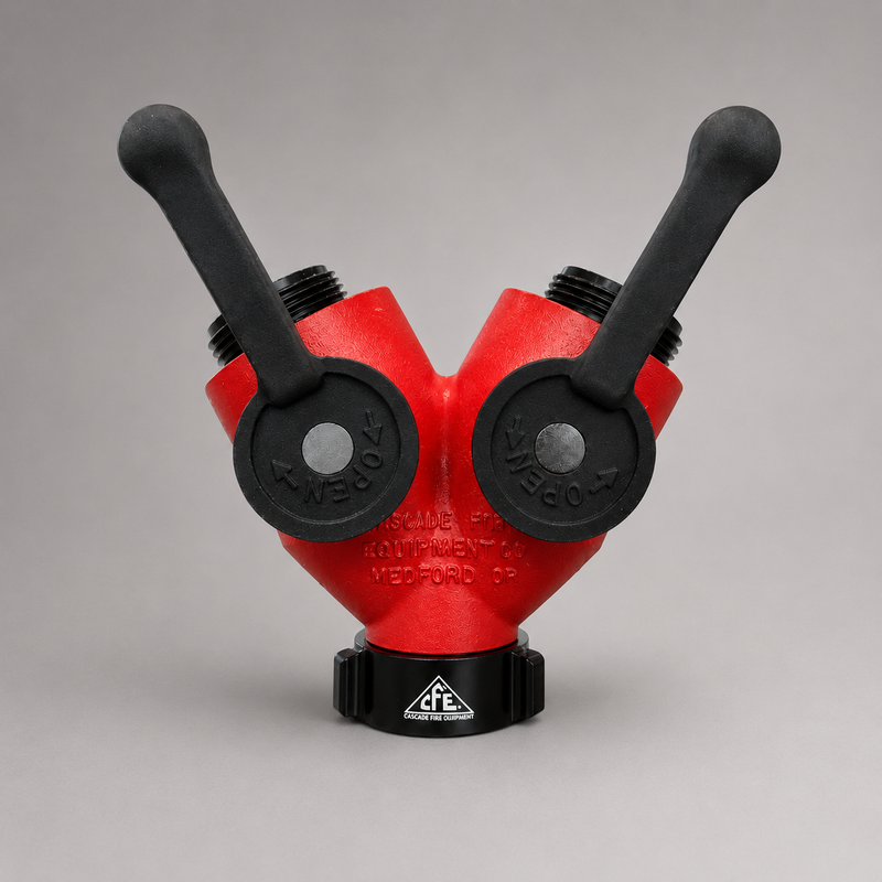 Front view of Cascade Cerakote Forestry Wye with two 1½-inch NH outlets