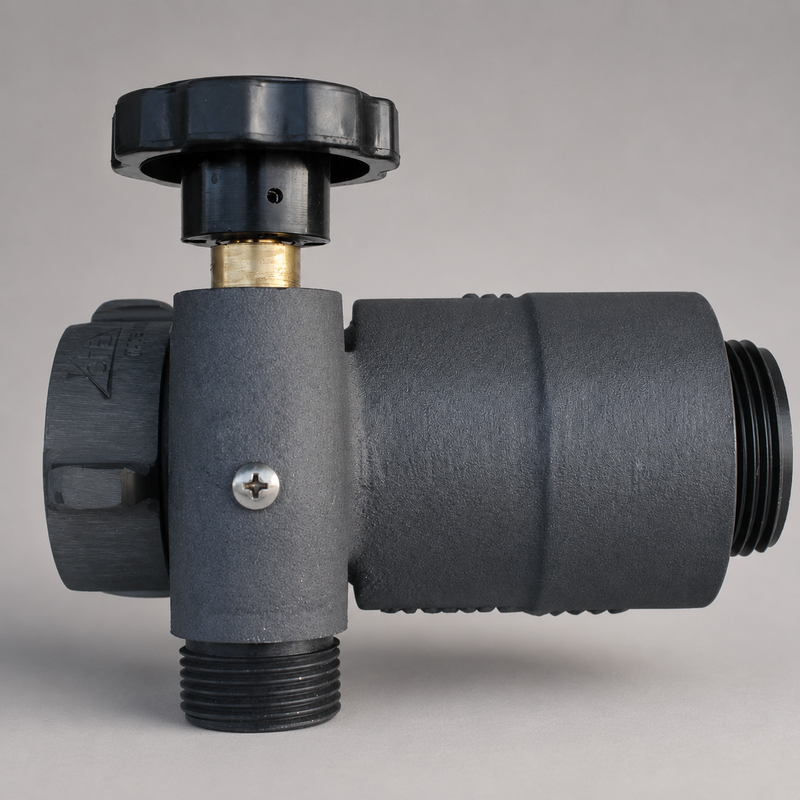 Side view of Cascade aluminum check and bleeder valve