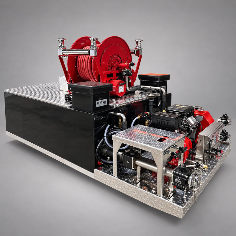 Cascade end-mount slip-on firefighting unit, tank side view