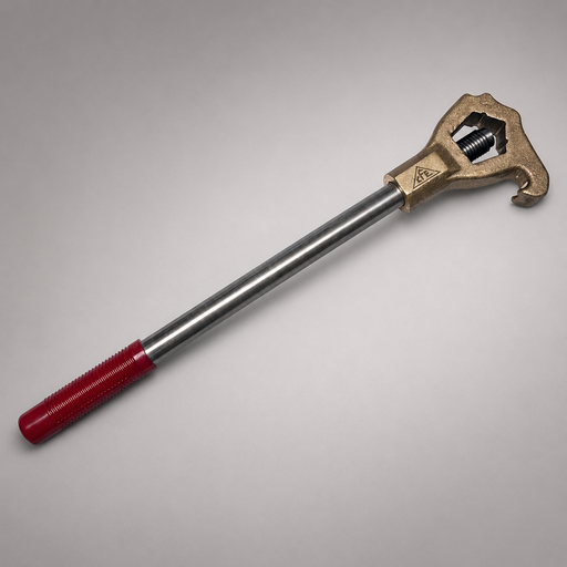 Cascade fire hydrant wrench with manganese-bronze head, steel handle and red grip