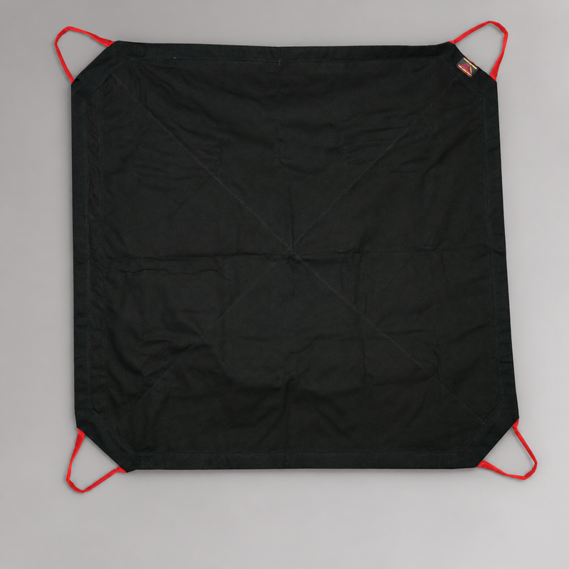 Cascade 68 x 64 inch canvas firefighting debris carrier with polypropylene webbing handles