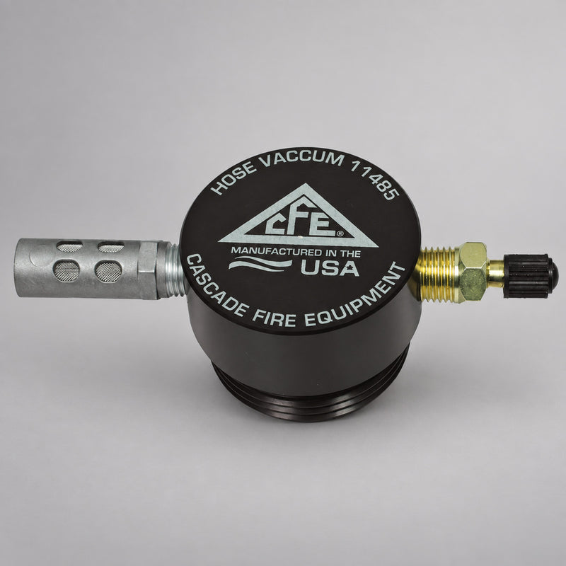 Cascade Fire Equipment Hose Vacuum 11485 with muffler and Schrader valve on a warm gray studio background