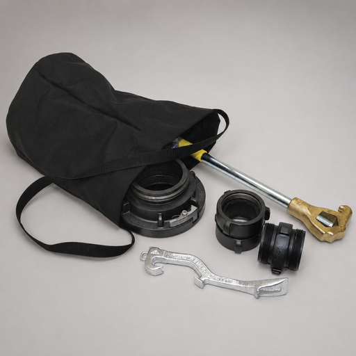 Cascade Hydrant Tool Bag shown with hydrant hookup tools and adapters
