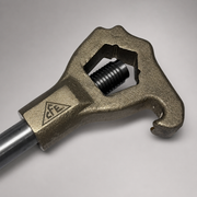 Close-up of Cascade fire hydrant wrench manganese-bronze head and adjustable hydrant opening