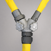 Side view of Cascade aluminum No-Snag fire hose wye