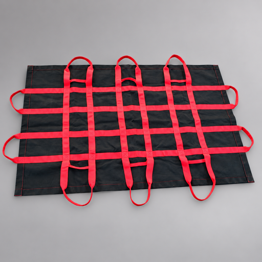 Cascade O.R.C.A. carry all bag opened flat, showing red webbing and carry handles