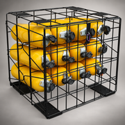 Cascade SCBA 12-cylinder storage rack loaded with breathing-air cylinders