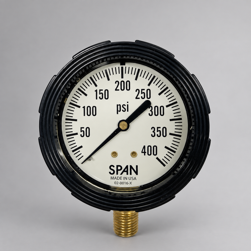 Cascade liquid-filled stem-mounted fire apparatus pressure gauge