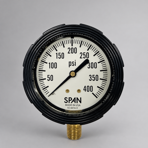 Cascade liquid-filled stem-mounted fire apparatus pressure gauge
