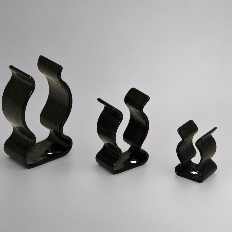 Cascade black vinyl-coated spring steel tool holder clips in multiple sizes