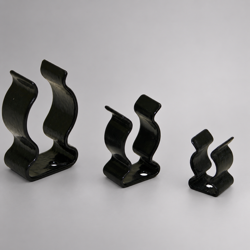 Cascade black vinyl-coated spring steel tool holder clips in multiple sizes