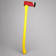 Council Tool flat-head fire axe with a red steel head and yellow fiberglass handle.
