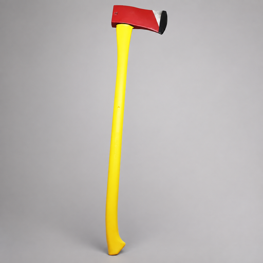 Council Tool flat-head fire axe with a red steel head and yellow fiberglass handle.