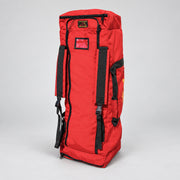 Red Strike Team Crew Bag rear view showing padded shoulder straps, ID window and carry handles.