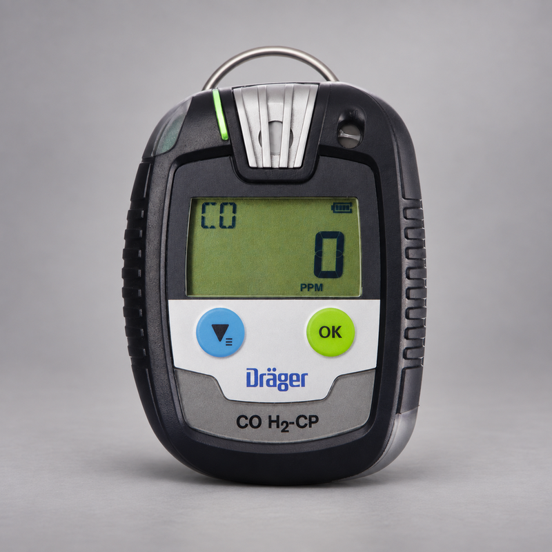 Dräger Pac 8500 CO H2-compensated detector on a warm gray studio background