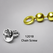 Drip torch chain screw, part 12018, shown beside a chain