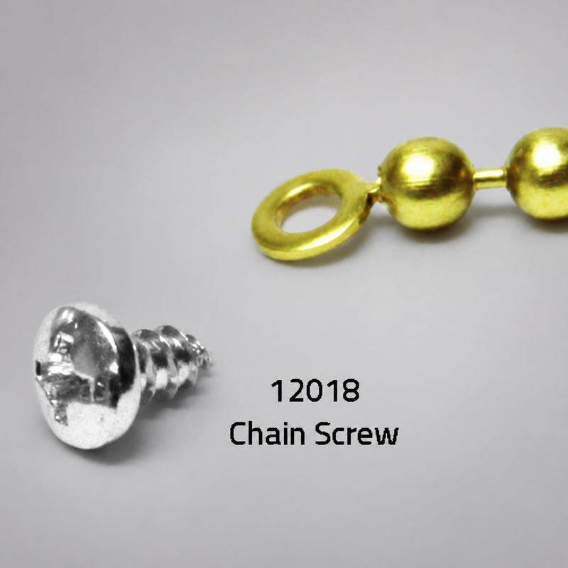 Drip torch chain screw, part 12018, shown beside a chain