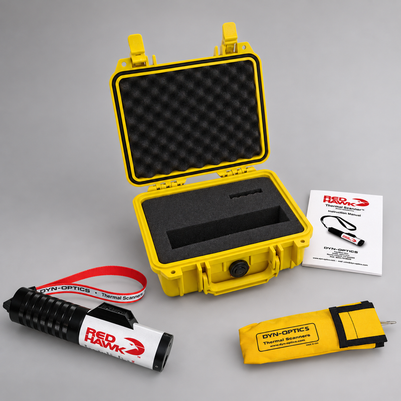 Dyn-Optics Model 955 Red Hawk thermal scanner with waterproof case and accessories