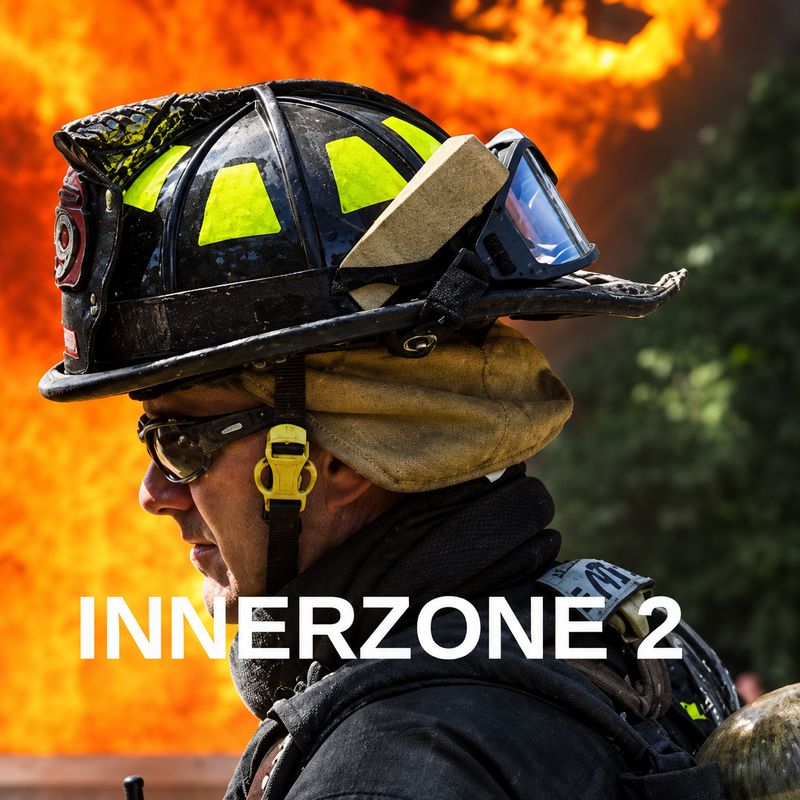 ESS Innerzone Structural SO goggles mounted on a structural fire helmet