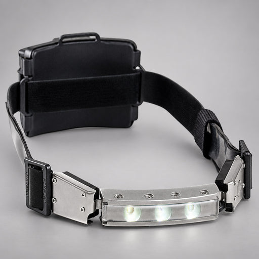 FoxFury Discover Tilt white LED helmet light with front light bar and rear battery pack