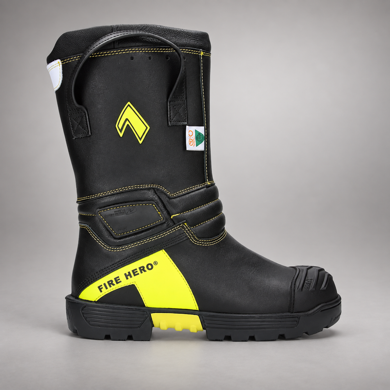 Side profile of HAIX Fire Hero Xtreme structural firefighting boot