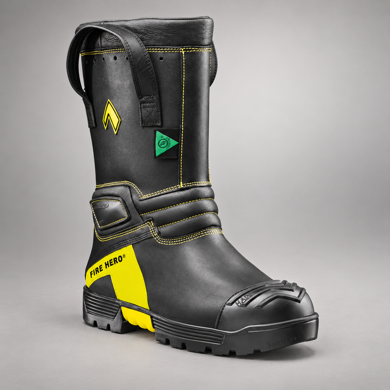 HAIX Fire Hero Xtreme's structural firefighting boot, angled front view